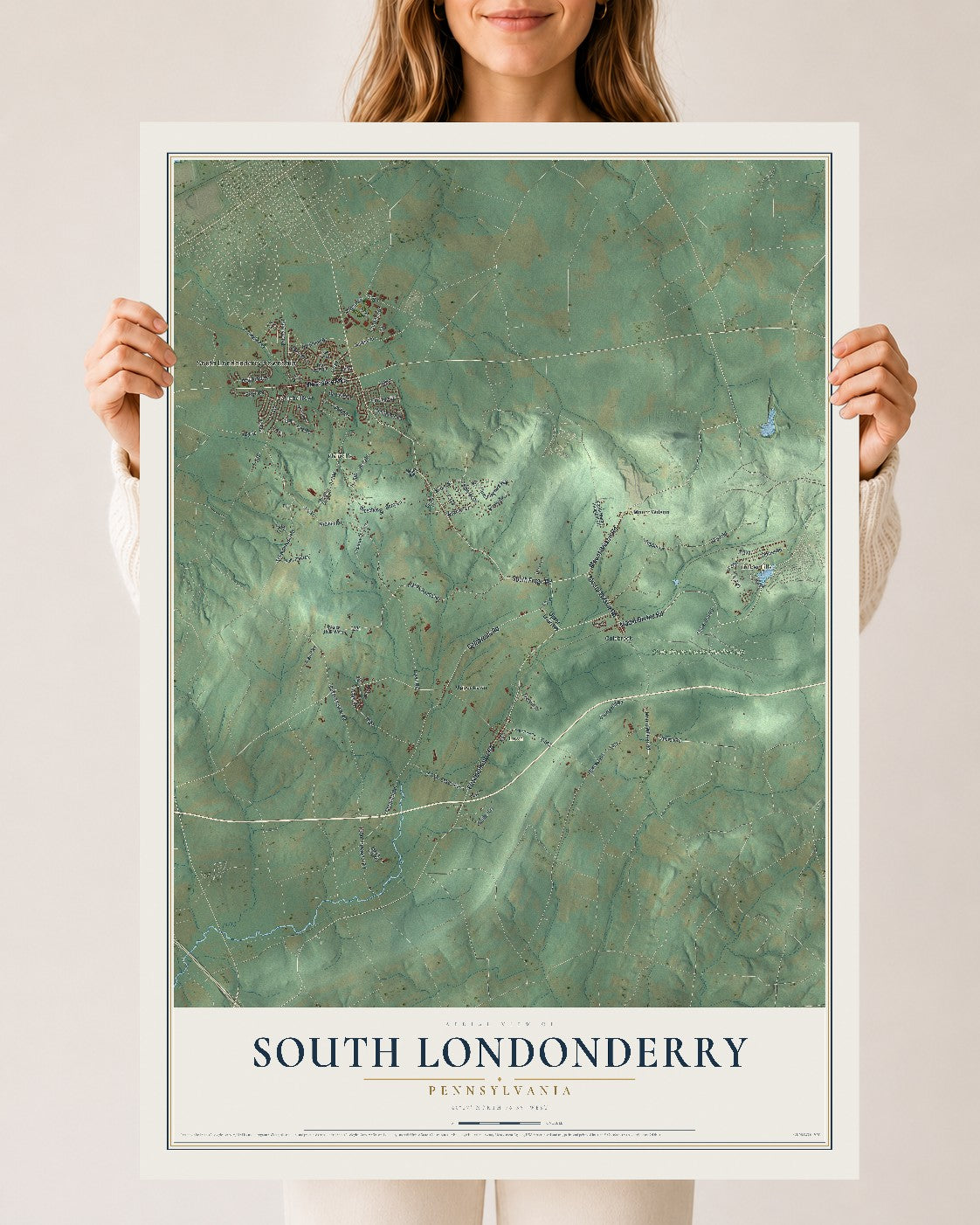 Map of South Londonderry, Pennsylvania, 24 x 36 inch unframed archival matte print