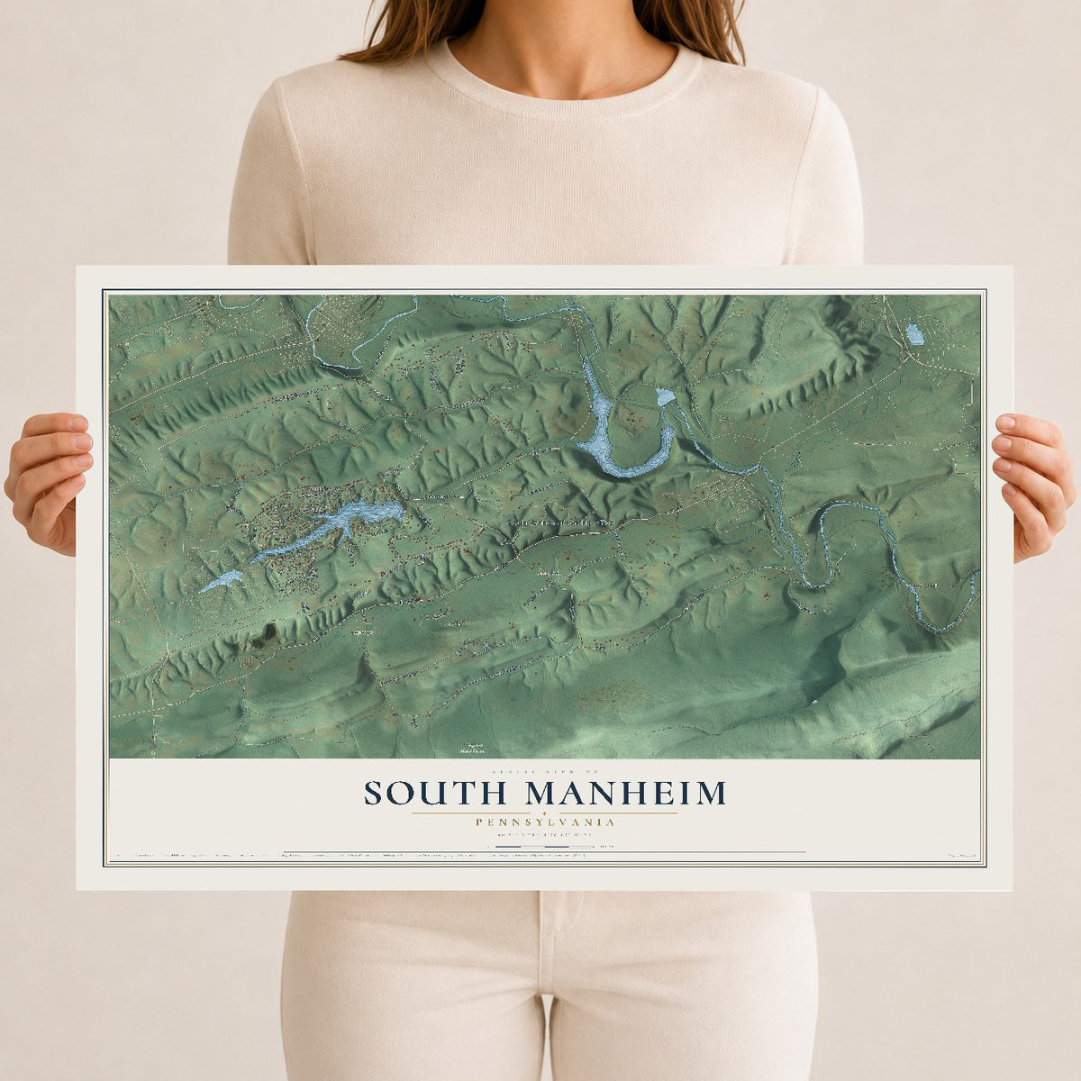 Map of South Manheim, Pennsylvania, 12 x 18 inch unframed archival matte print