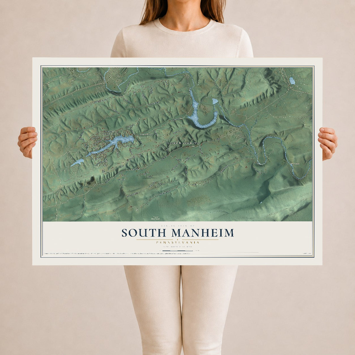 Map of South Manheim, Pennsylvania, 24 x 36 inch unframed archival matte print