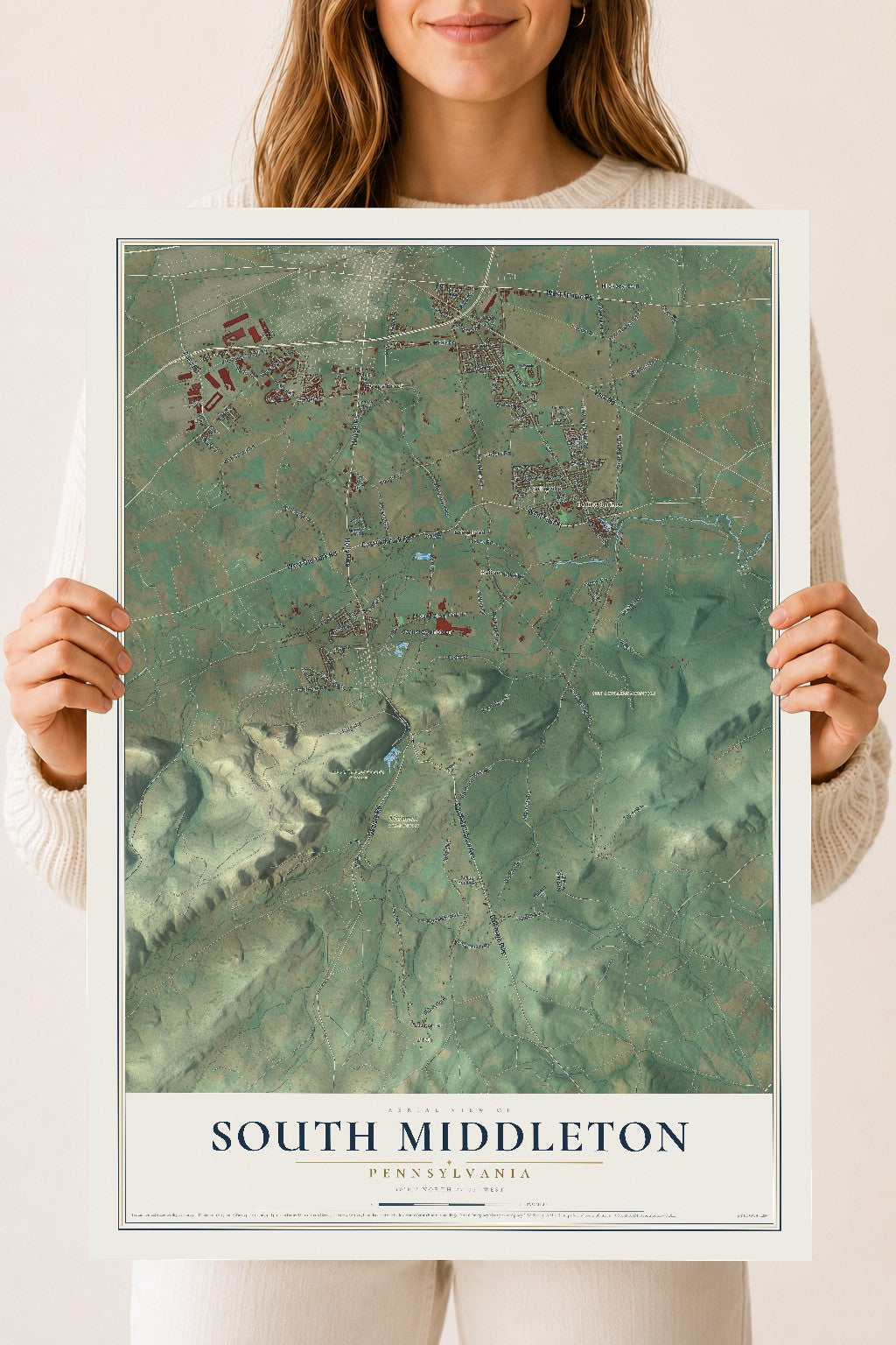 Map of South Middleton, Pennsylvania, 18 x 24 inch unframed archival matte print