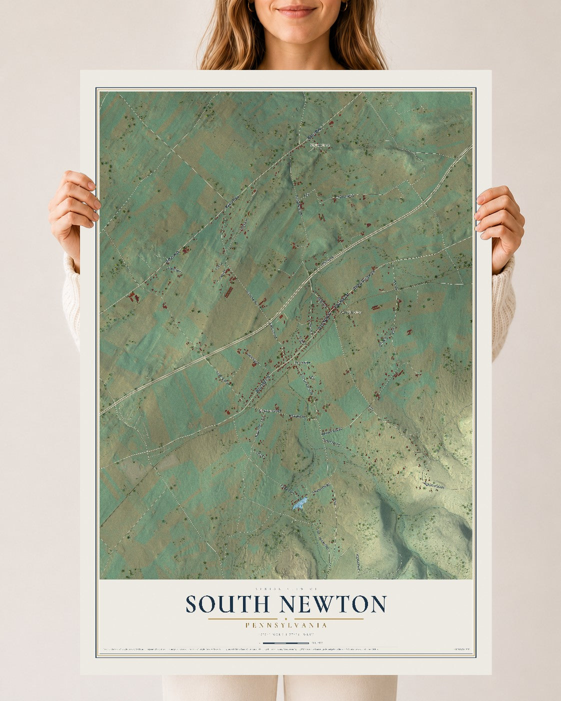 Map of South Newton, Pennsylvania, 24 x 36 inch unframed archival matte print