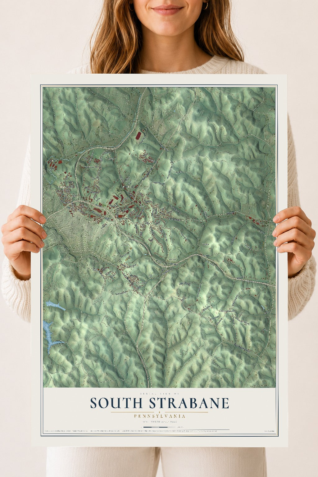 Map of South Strabane, Pennsylvania, 18 x 24 inch unframed archival matte print