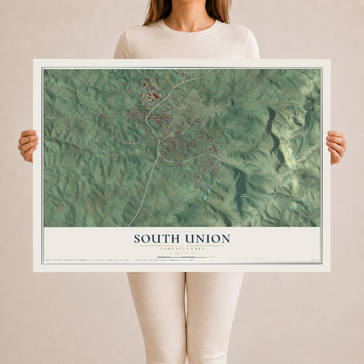 Map of South Union, Pennsylvania, 24 x 36 inch unframed archival matte print