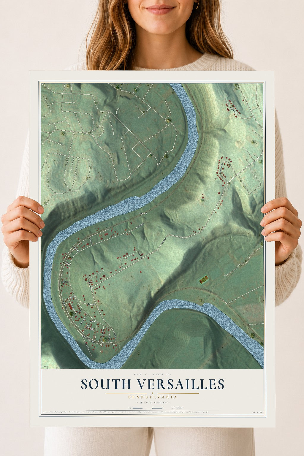 Map of South Versailles, Pennsylvania, 18 x 24 inch unframed archival matte print