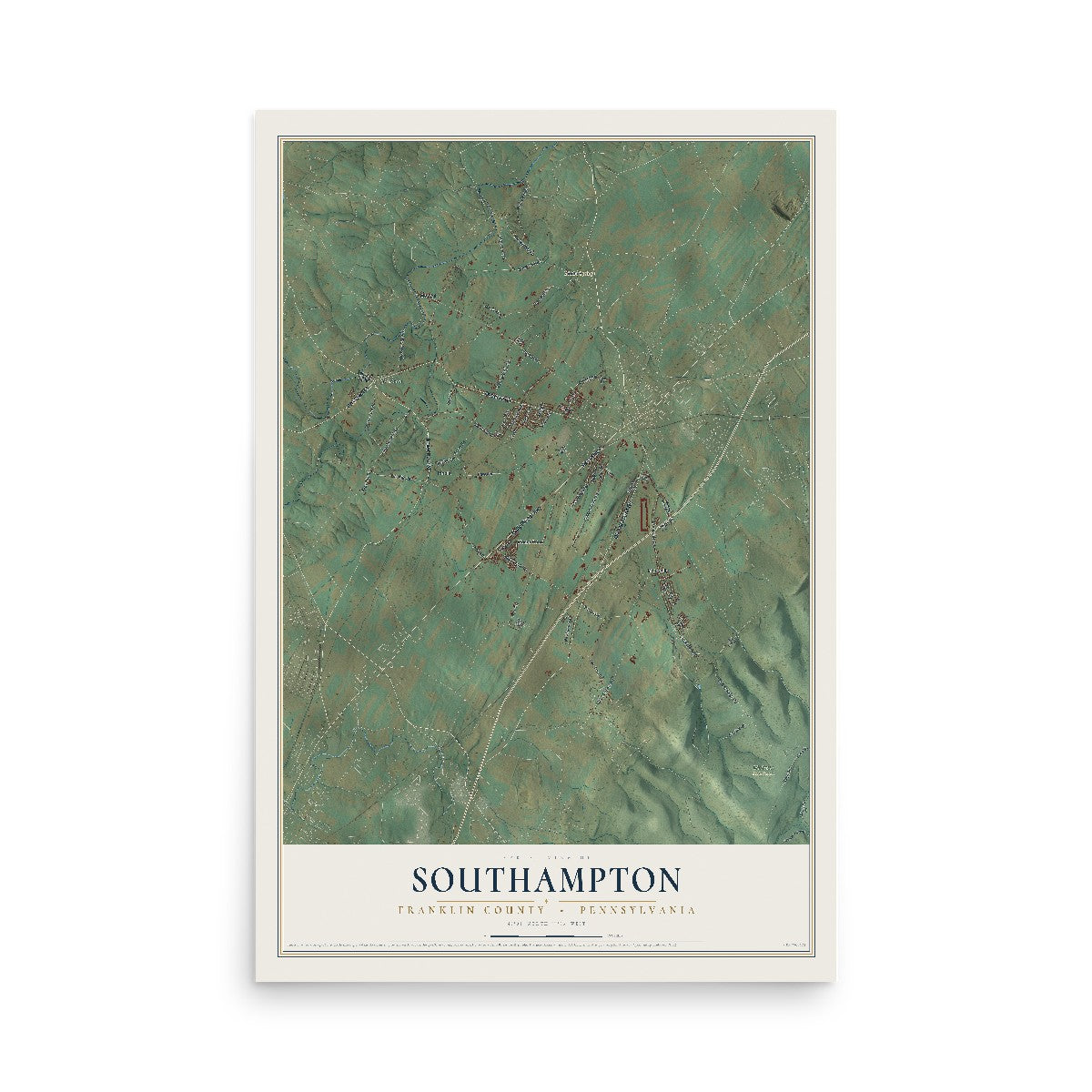 Map of Southampton, Franklin County, Pennsylvania, 12 x 18 inch unframed archival matte print