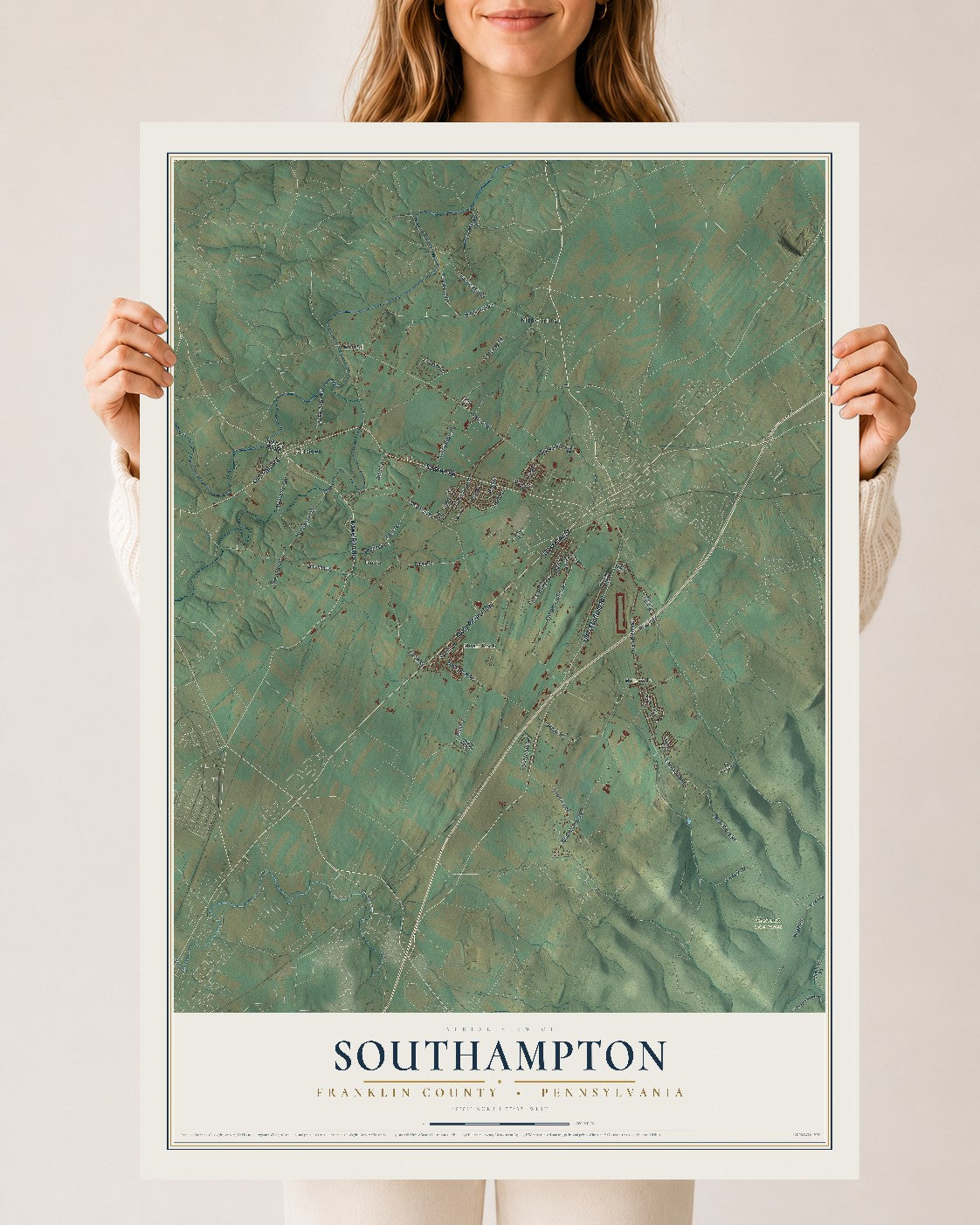 Map of Southampton, Franklin County, Pennsylvania, 24 x 36 inch unframed archival matte print