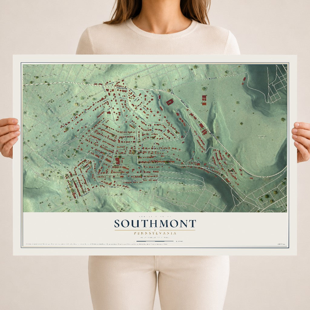Map of Southmont, Pennsylvania, 18 x 24 inch unframed archival matte print