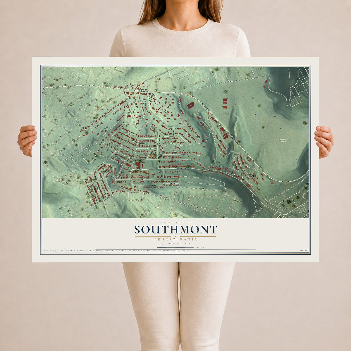 Map of Southmont, Pennsylvania, 24 x 36 inch unframed archival matte print