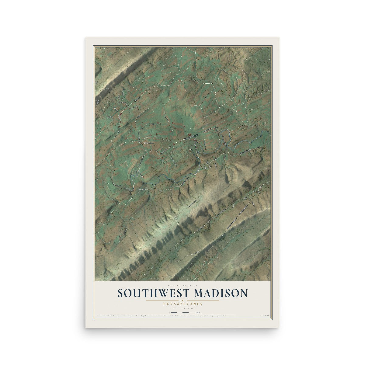 Map of Southwest Madison, Pennsylvania, 12 x 18 inch unframed archival matte print