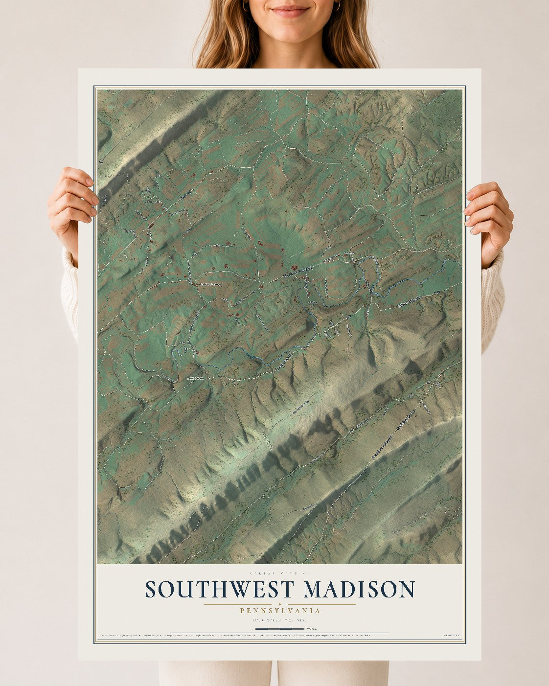 Map of Southwest Madison, Pennsylvania, 24 x 36 inch unframed archival matte print