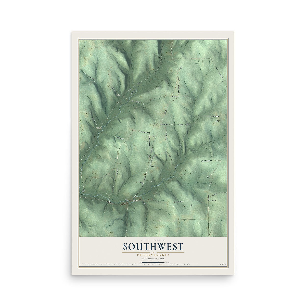 Map of Southwest, Pennsylvania, 12 x 18 inch unframed archival matte print