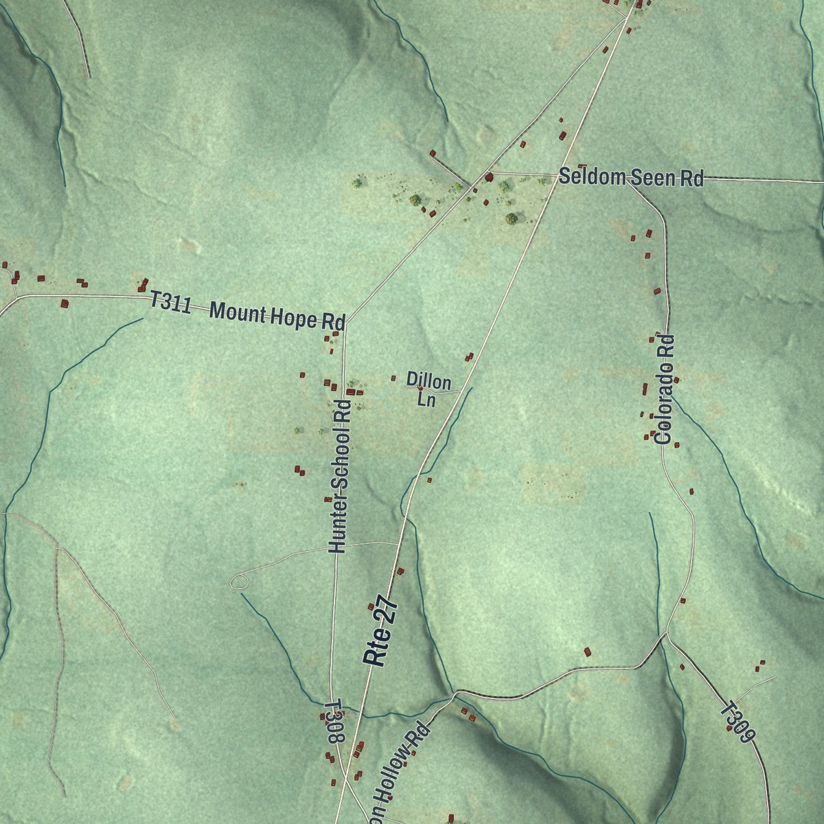 Close-up of the map of Southwest, Pennsylvania print showing street and building detail
