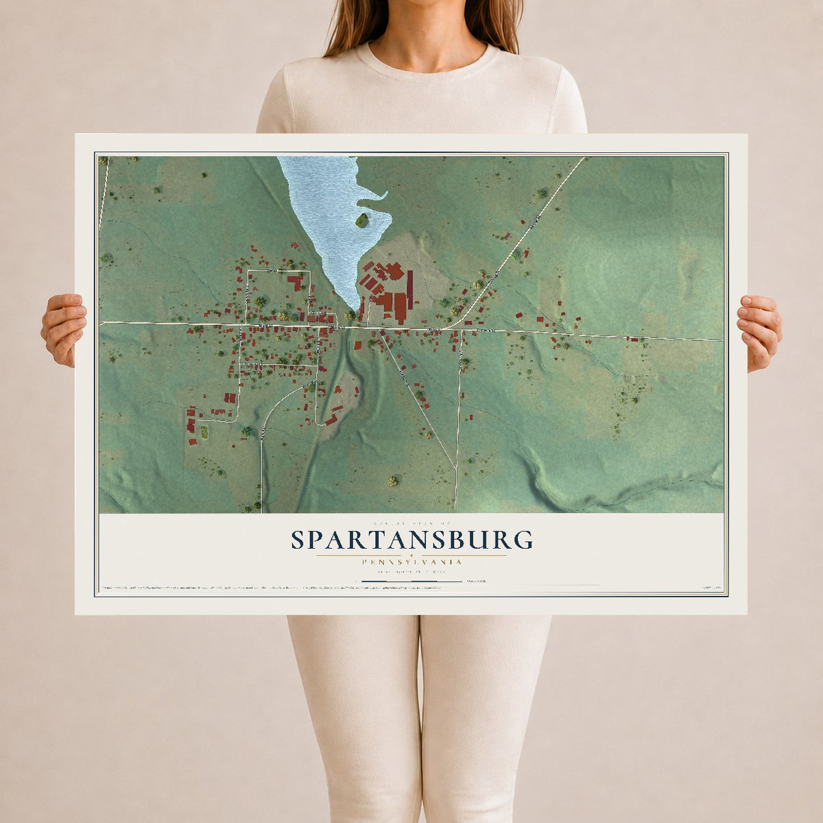 Map of Spartansburg, Pennsylvania, 24 x 36 inch unframed archival matte print