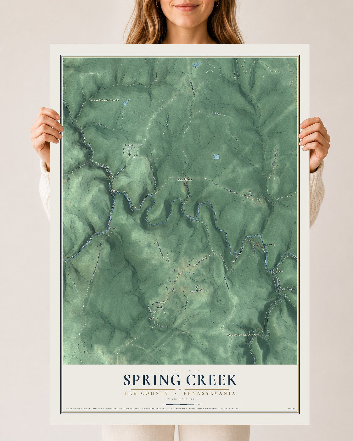 Map of Spring Creek, Elk County, Pennsylvania, 24 x 36 inch unframed archival matte print