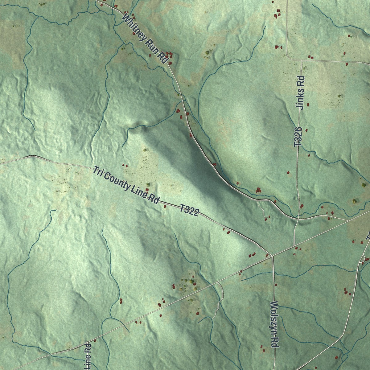Second close-up of the map of Spring Creek, Warren County, Pennsylvania print showing more streets and buildings