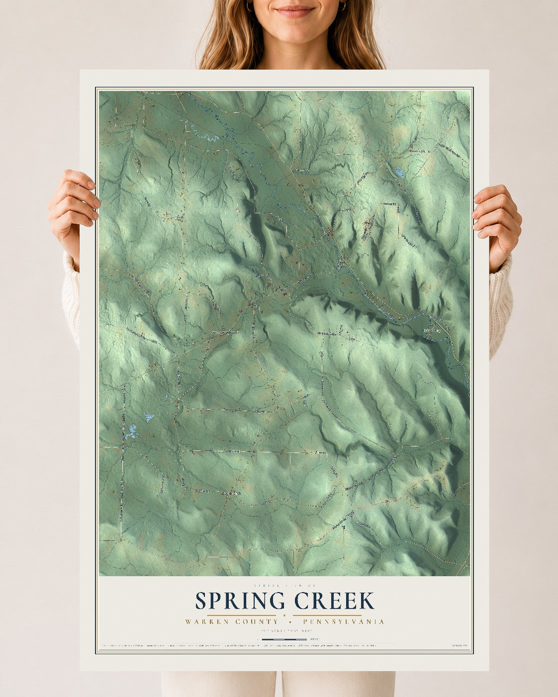 Map of Spring Creek, Warren County, Pennsylvania, 24 x 36 inch unframed archival matte print