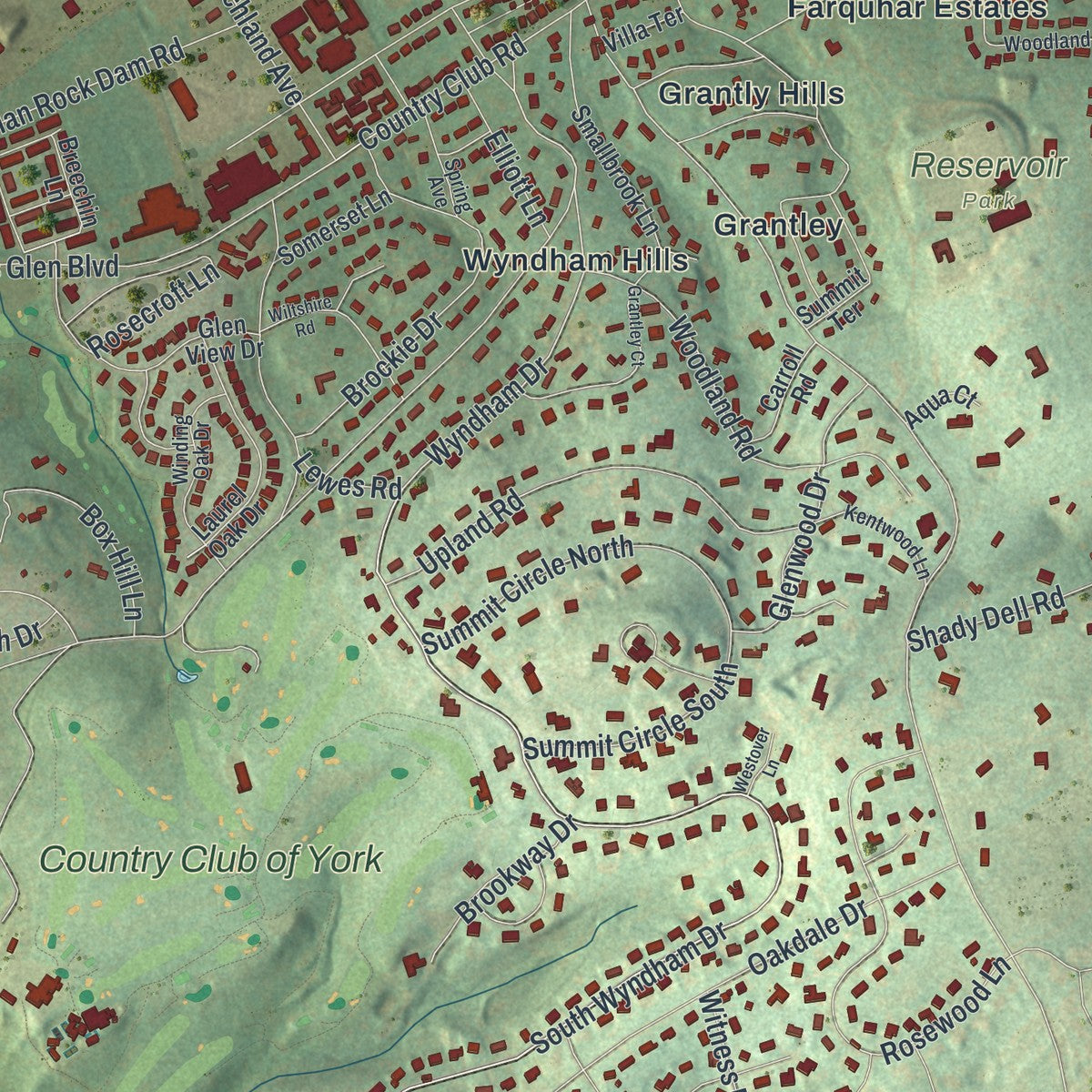 Second close-up of the map of Spring Garden, York County, Pennsylvania print showing more streets and buildings