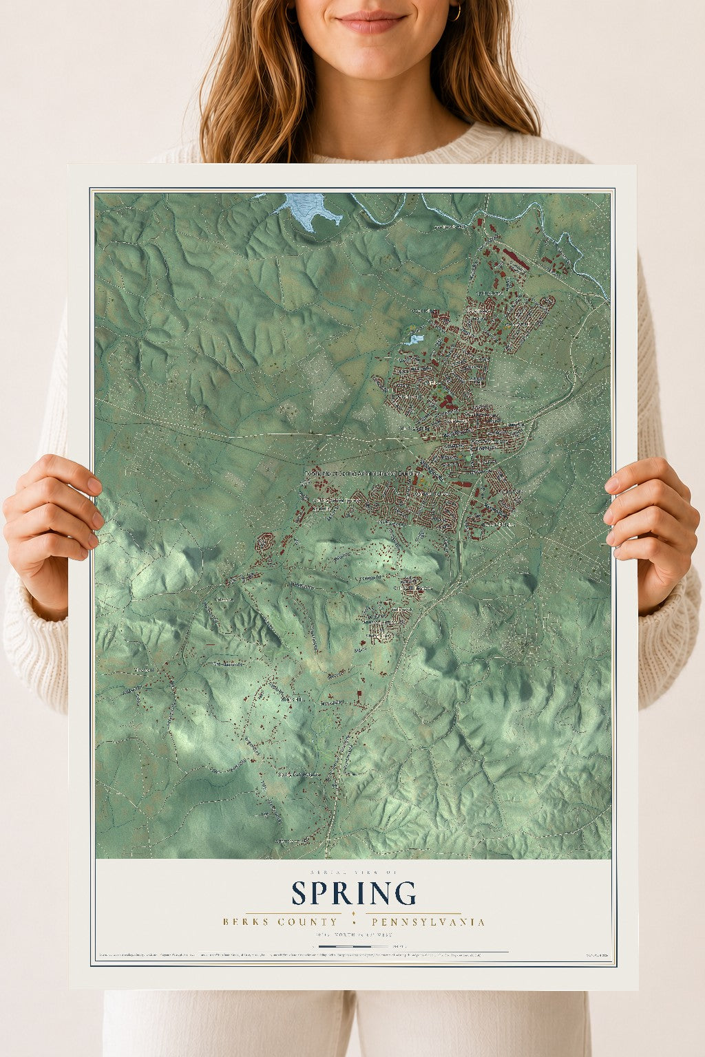 Map of Spring, Berks County, Pennsylvania, 18 x 24 inch unframed archival matte print