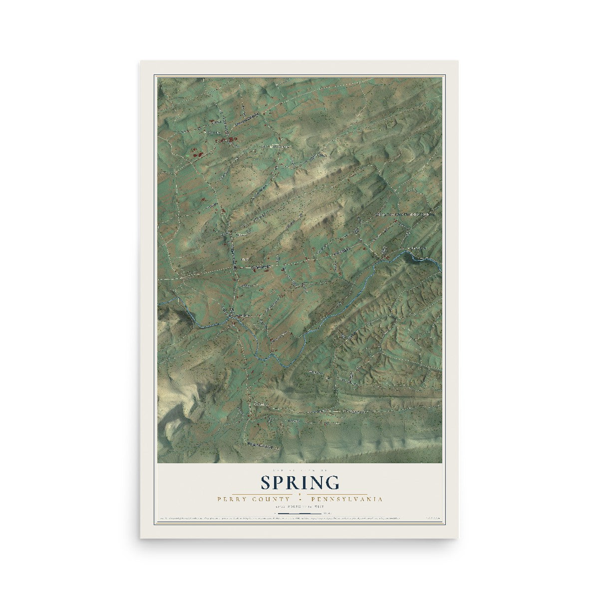 Map of Spring, Perry County, Pennsylvania, 12 x 18 inch unframed archival matte print
