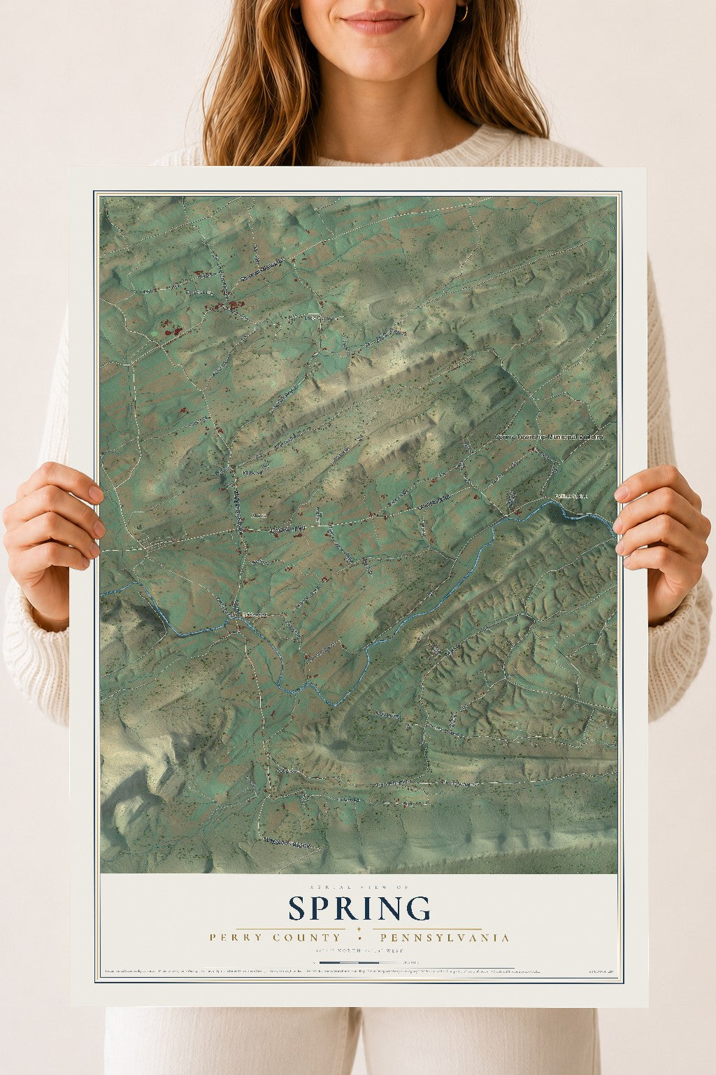 Map of Spring, Perry County, Pennsylvania, 18 x 24 inch unframed archival matte print
