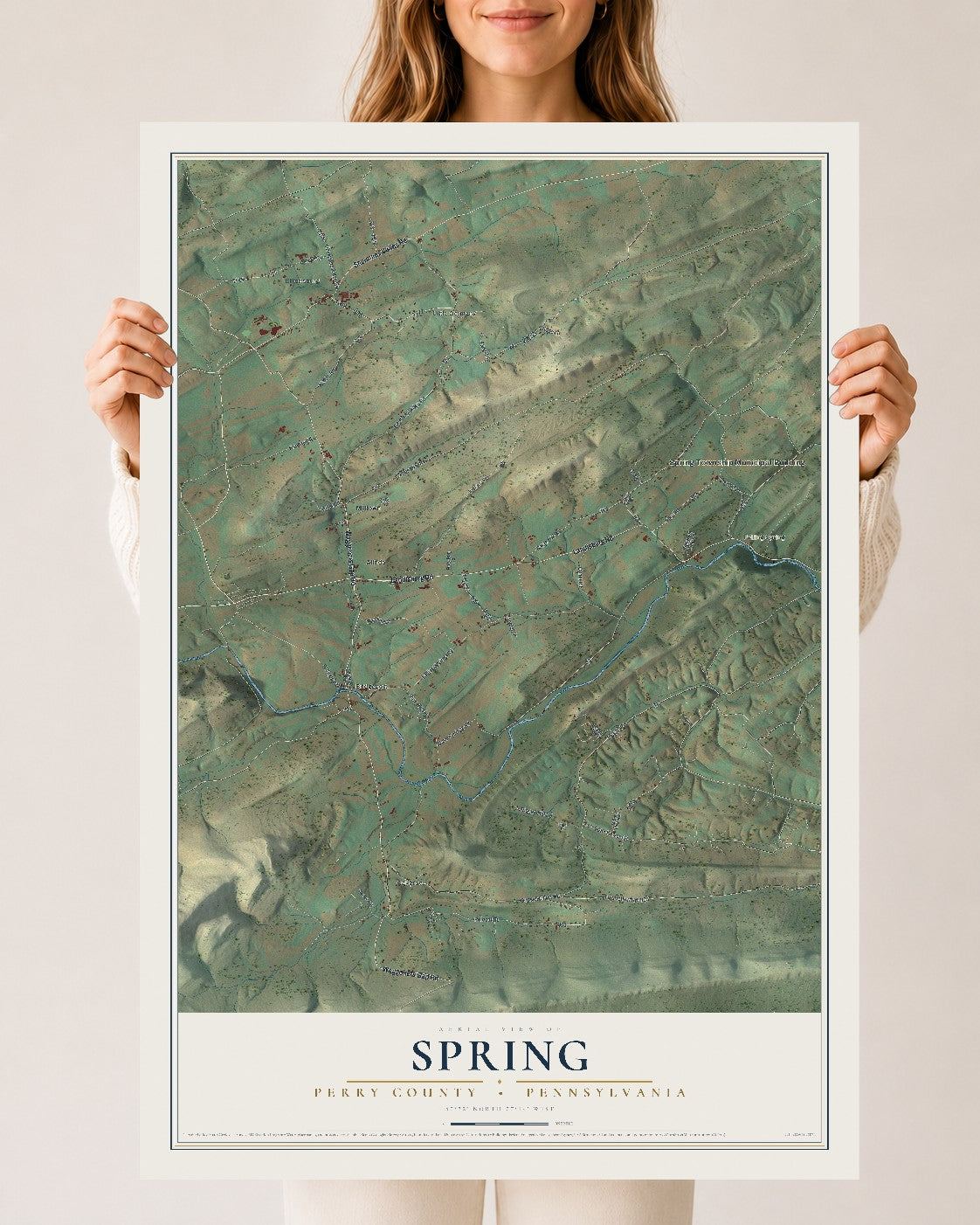 Map of Spring, Perry County, Pennsylvania, 24 x 36 inch unframed archival matte print