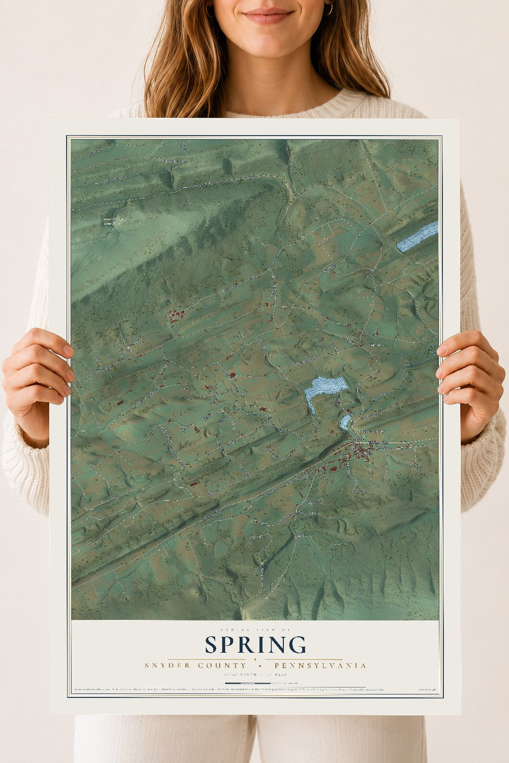 Map of Spring, Snyder County, Pennsylvania, 18 x 24 inch unframed archival matte print