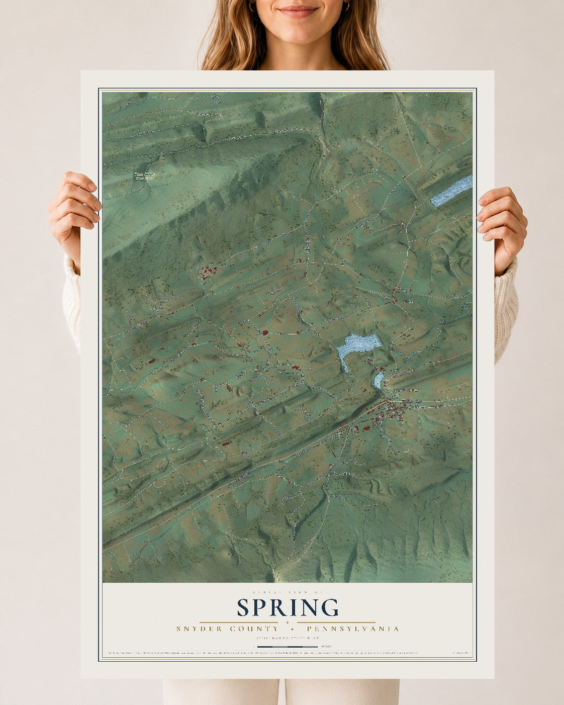 Map of Spring, Snyder County, Pennsylvania, 24 x 36 inch unframed archival matte print