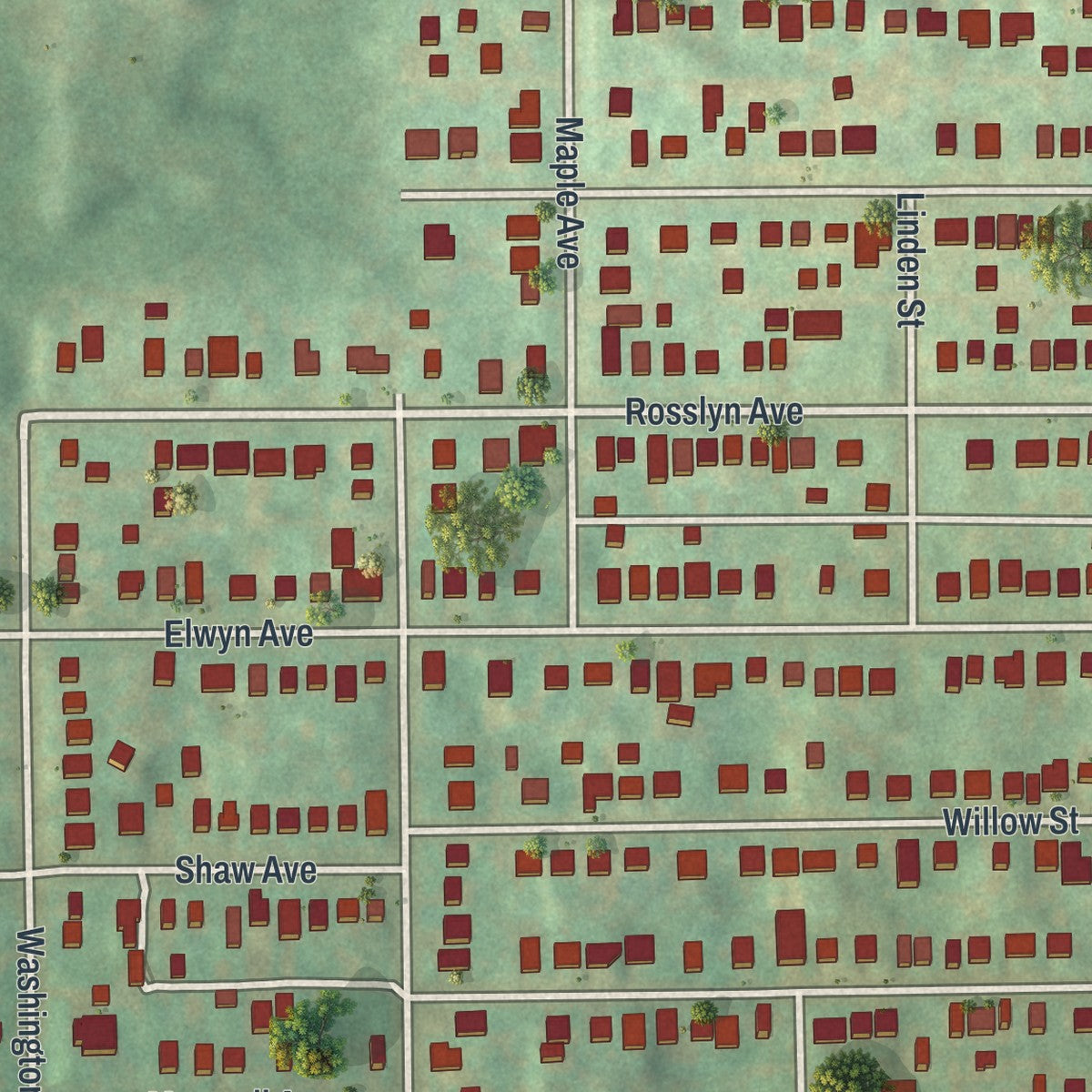 Close-up of the map of the Borough of Springdale, Allegheny County, Pennsylvania print showing street and building detail
