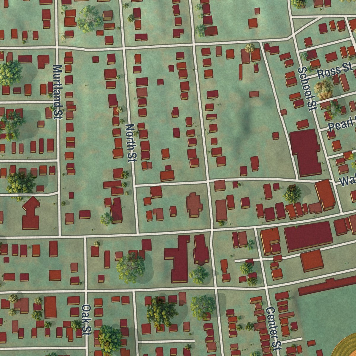 Second close-up of the map of the Borough of Springdale, Allegheny County, Pennsylvania print showing more streets and buildings