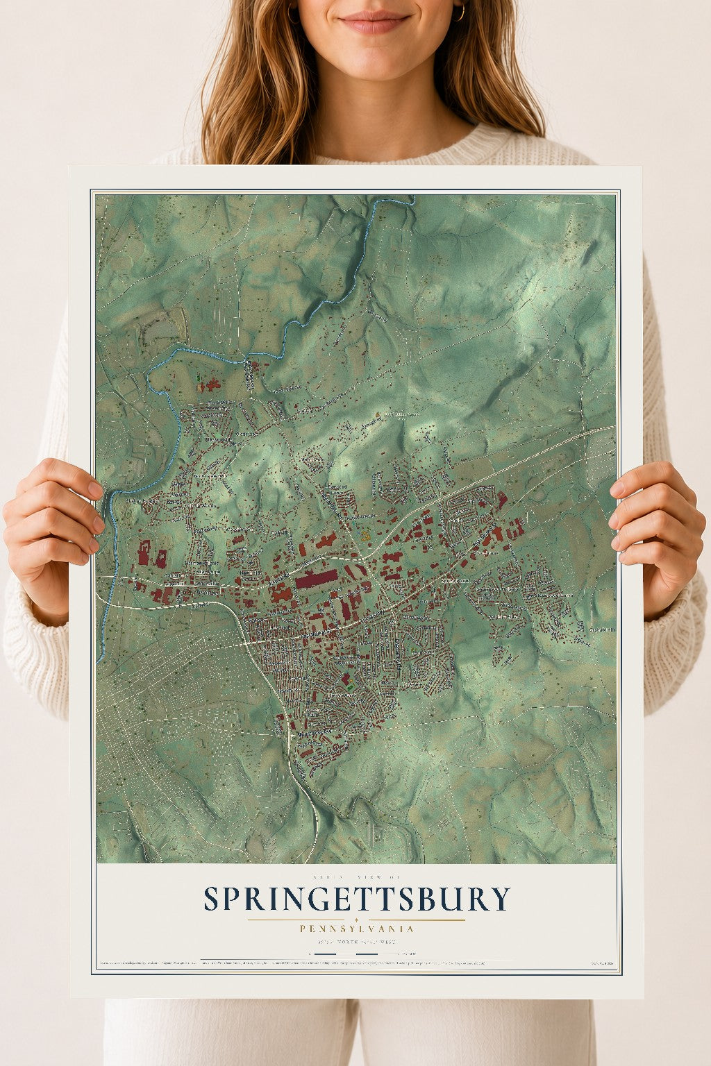 Map of Springettsbury, Pennsylvania, 18 x 24 inch unframed archival matte print