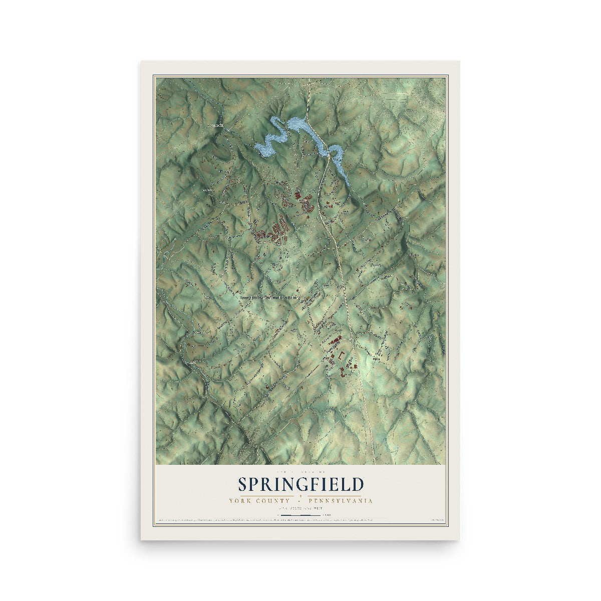 Map of Springfield, York County, Pennsylvania, 12 x 18 inch unframed archival matte print