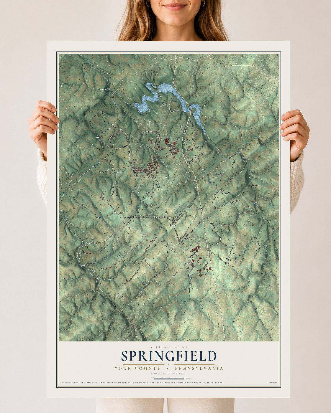 Map of Springfield, York County, Pennsylvania, 24 x 36 inch unframed archival matte print