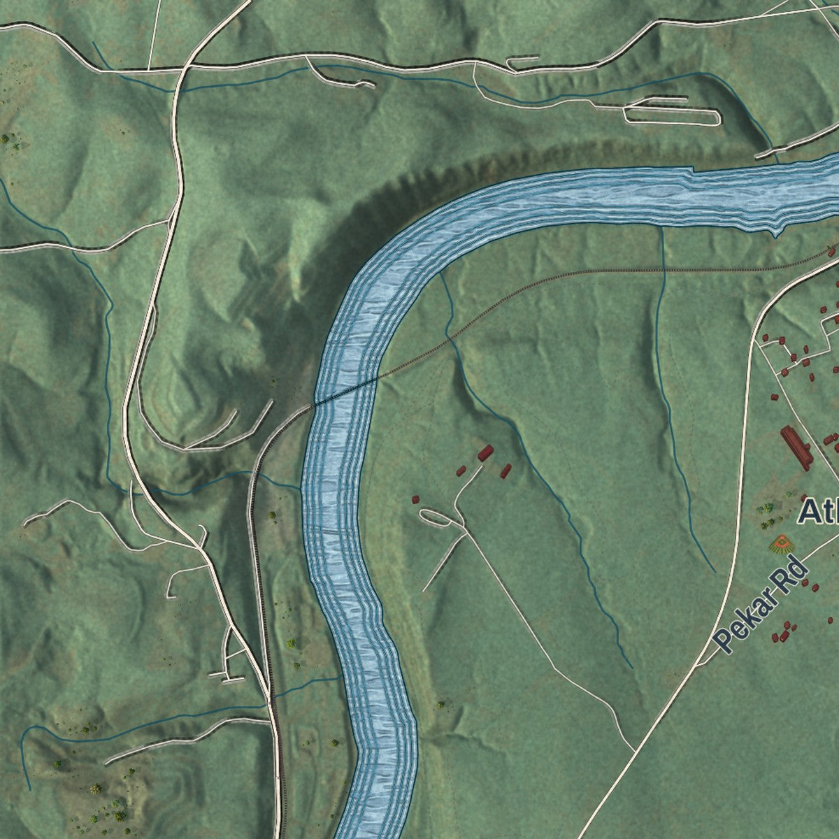 Second close-up of the map of Springhill, Fayette County, Pennsylvania print showing more streets and buildings