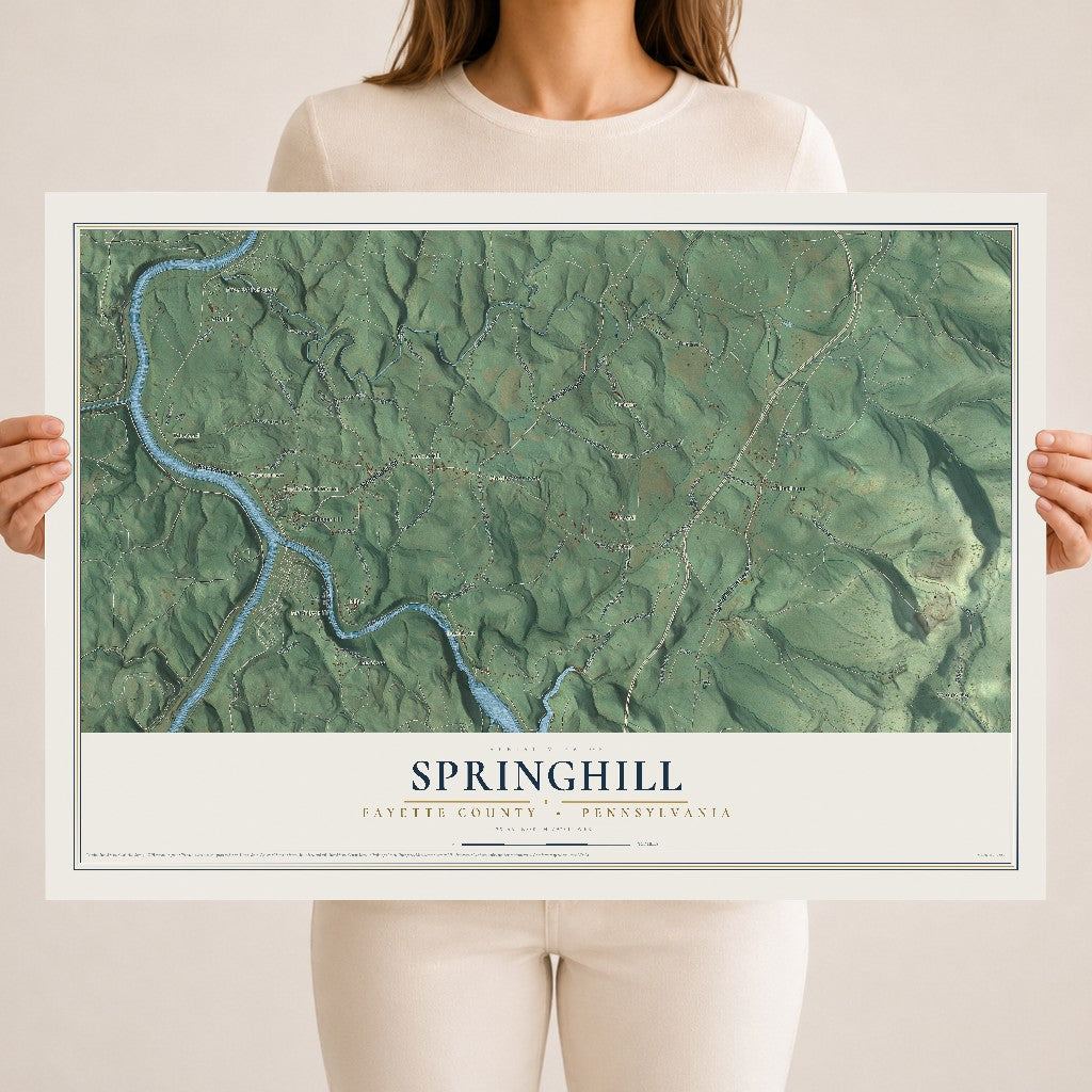 Map of Springhill, Fayette County, Pennsylvania, 18 x 24 inch unframed archival matte print
