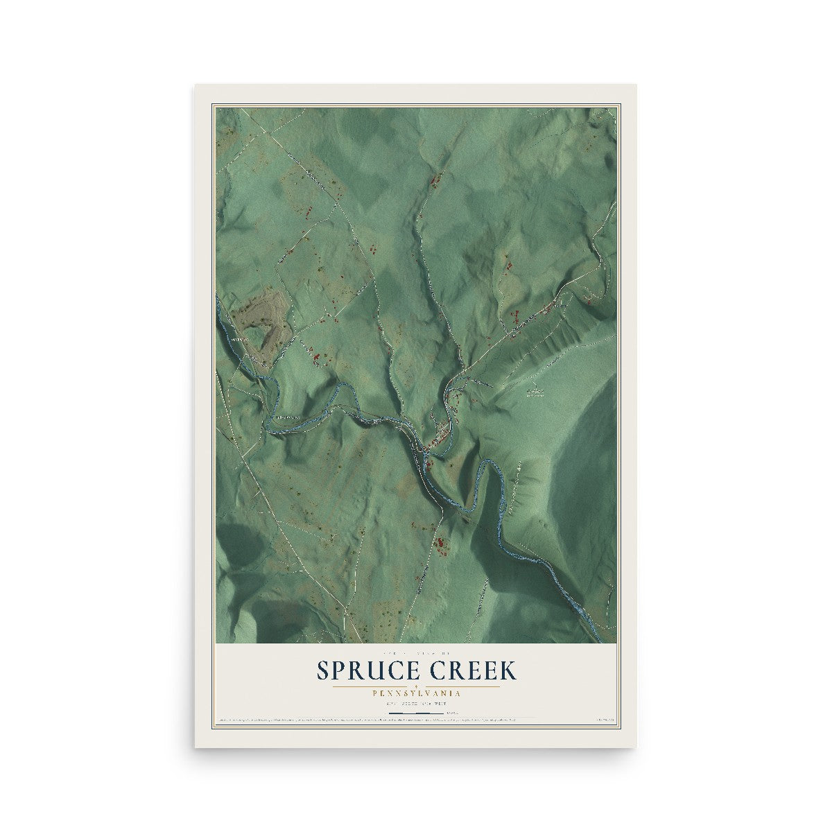 Map of Spruce Creek, Pennsylvania, 12 x 18 inch unframed archival matte print
