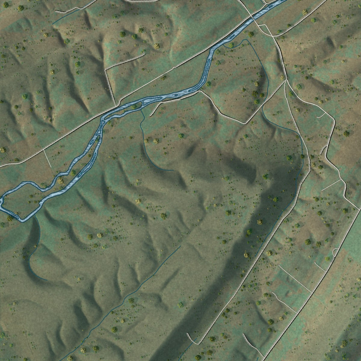 Close-up of the map of Spruce Hill, Pennsylvania print showing street and building detail
