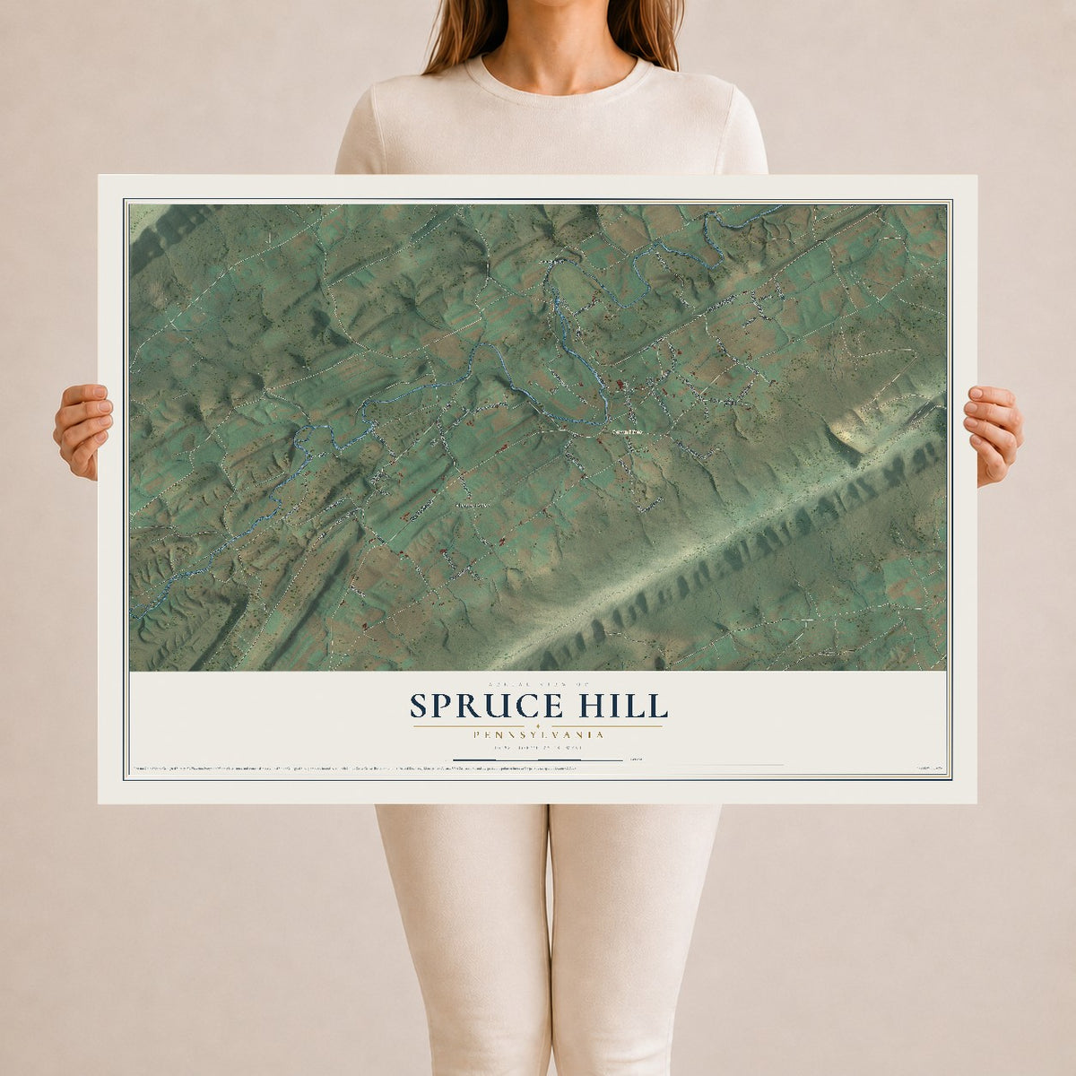 Map of Spruce Hill, Pennsylvania, 24 x 36 inch unframed archival matte print