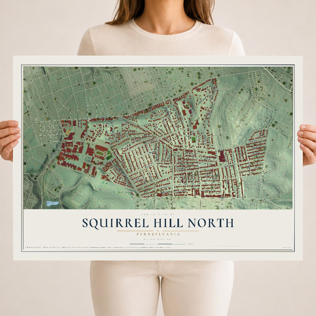 Map of Squirrel Hill North, Pennsylvania, 18 x 24 inch unframed archival matte print