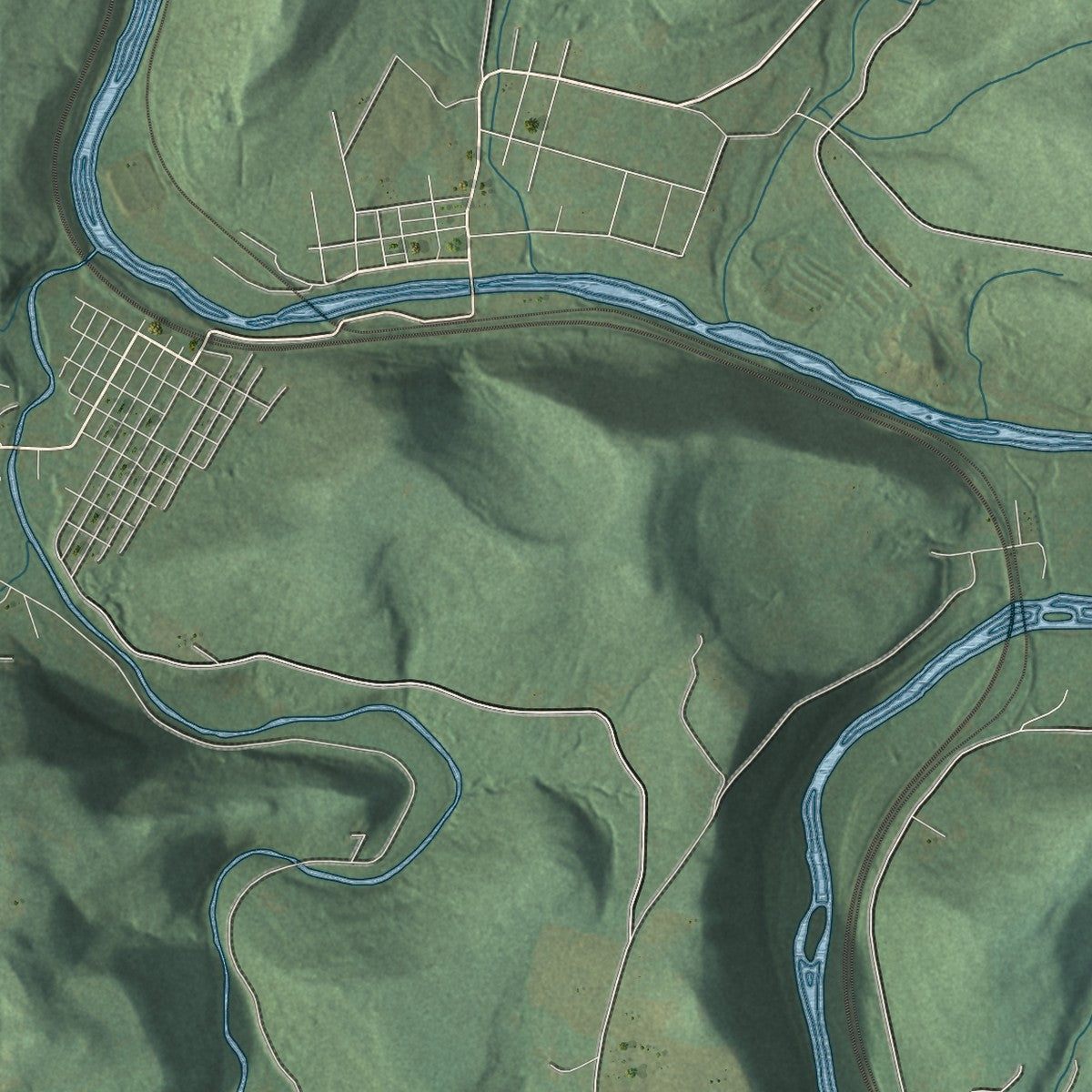 Second close-up of the map of St. Clair, Westmoreland County, Pennsylvania print showing more streets and buildings