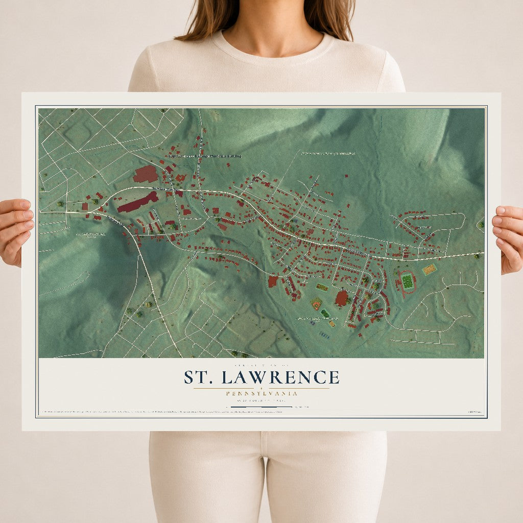 Map of St. Lawrence, Pennsylvania, 18 x 24 inch unframed archival matte print