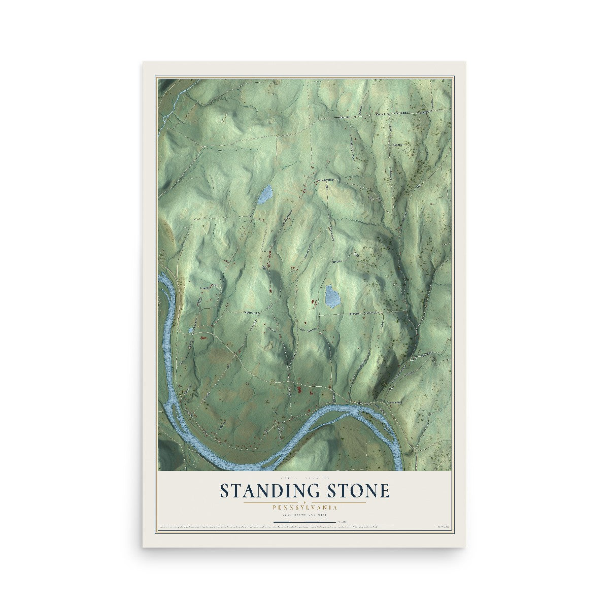 Map of Standing Stone, Pennsylvania, 12 x 18 inch unframed archival matte print