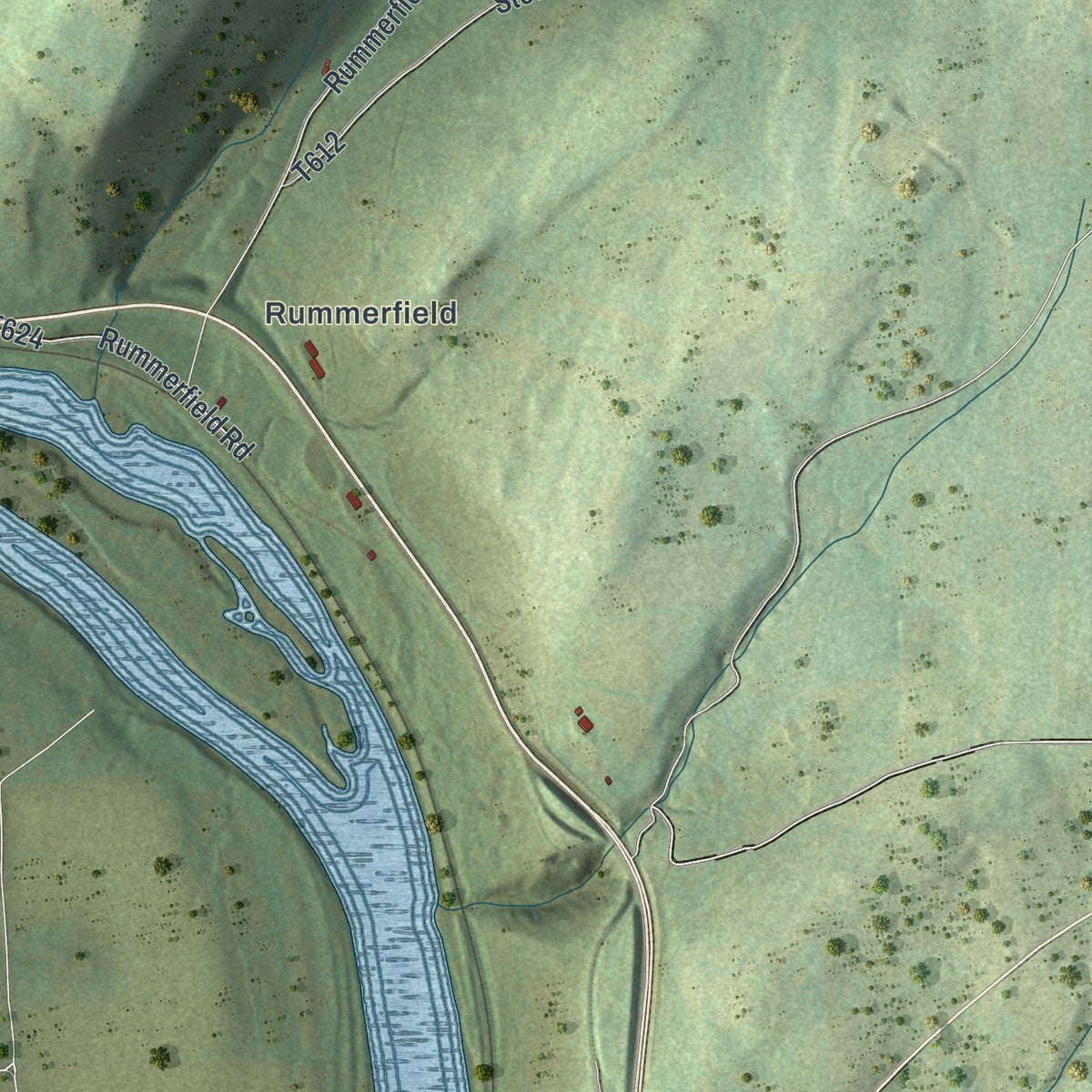 Close-up of the map of Standing Stone, Pennsylvania print showing street and building detail