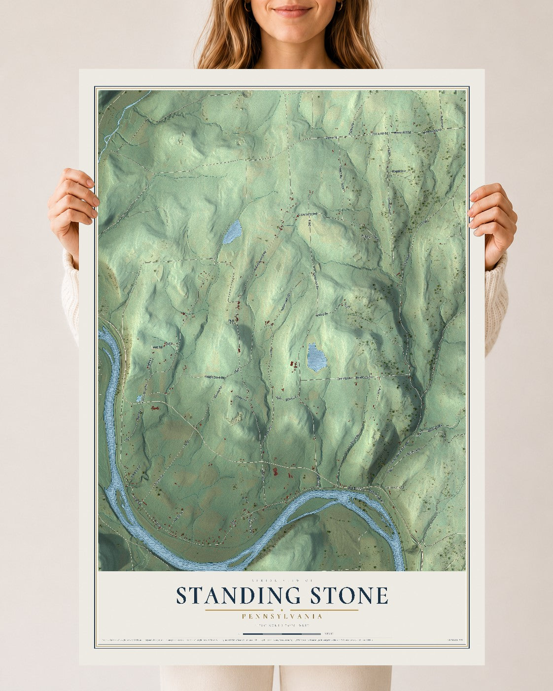 Map of Standing Stone, Pennsylvania, 24 x 36 inch unframed archival matte print