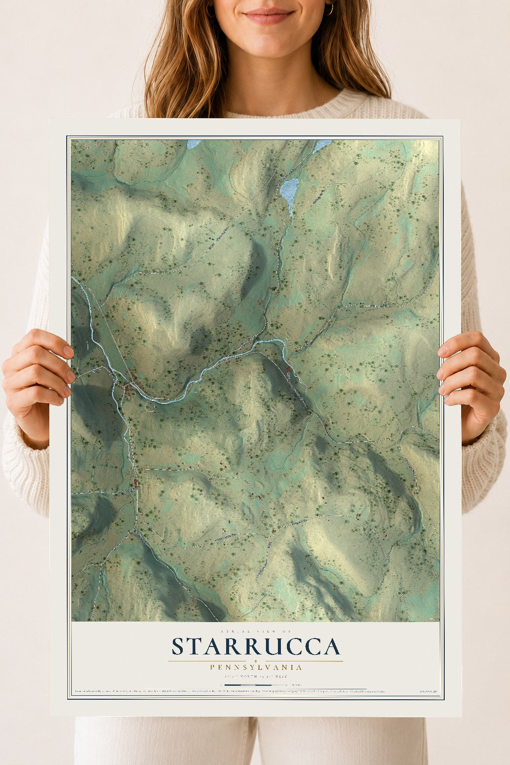 Map of Starrucca, Pennsylvania, 18 x 24 inch unframed archival matte print