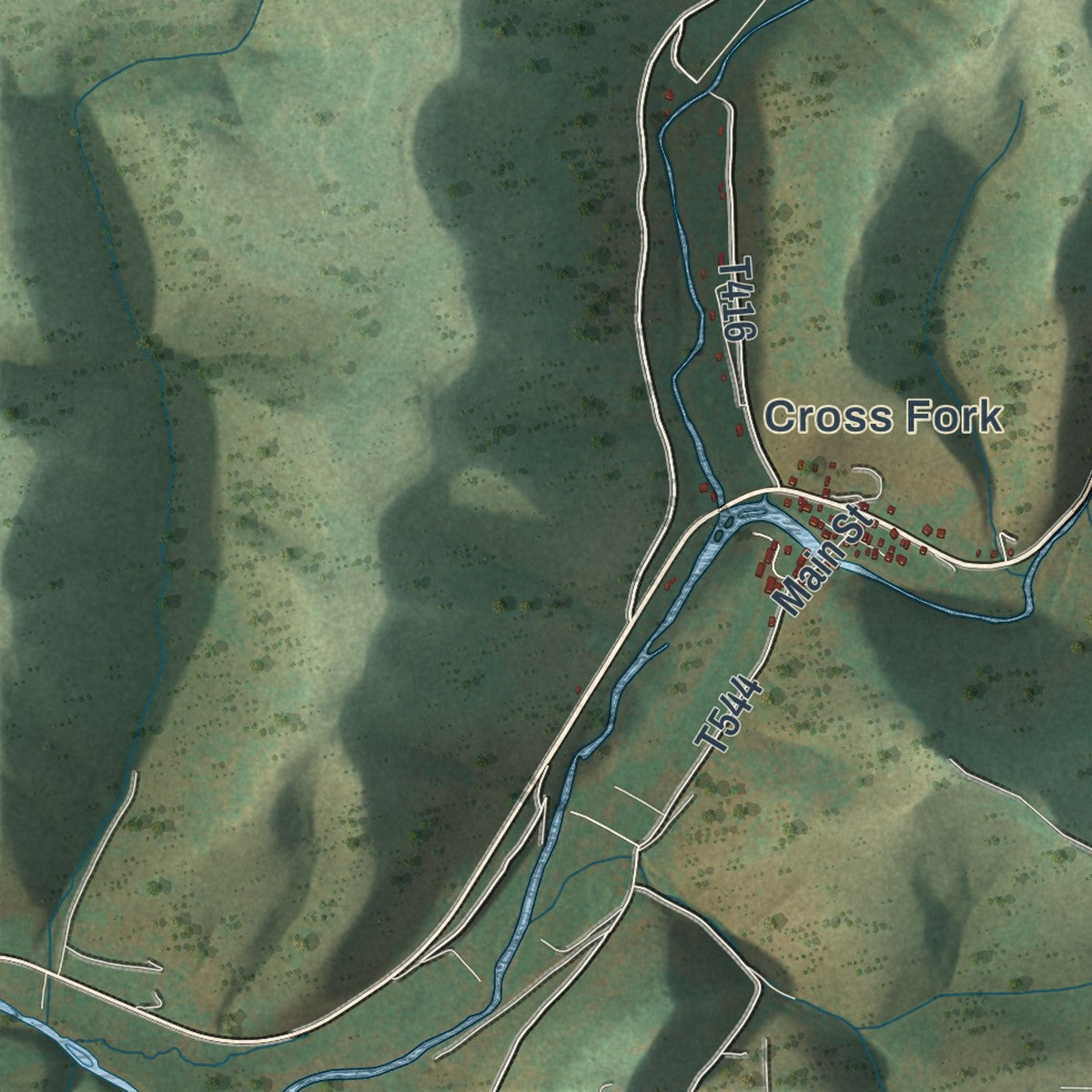 Close-up of the map of Stewardson, Pennsylvania print showing street and building detail