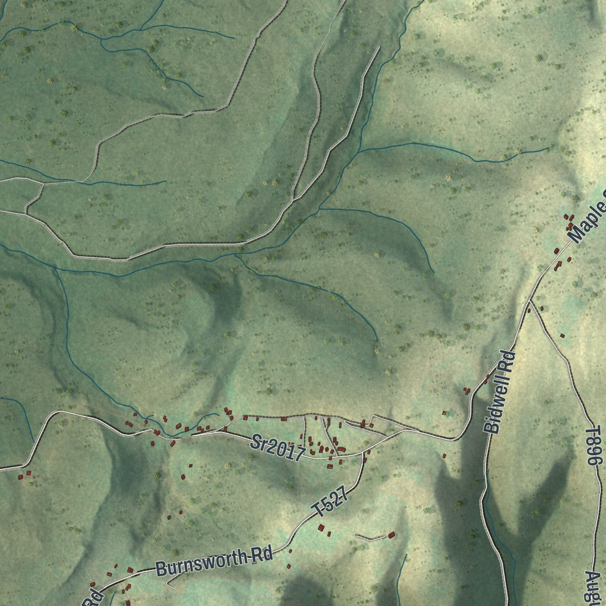 Second close-up of the map of Stewart, Pennsylvania print showing more streets and buildings