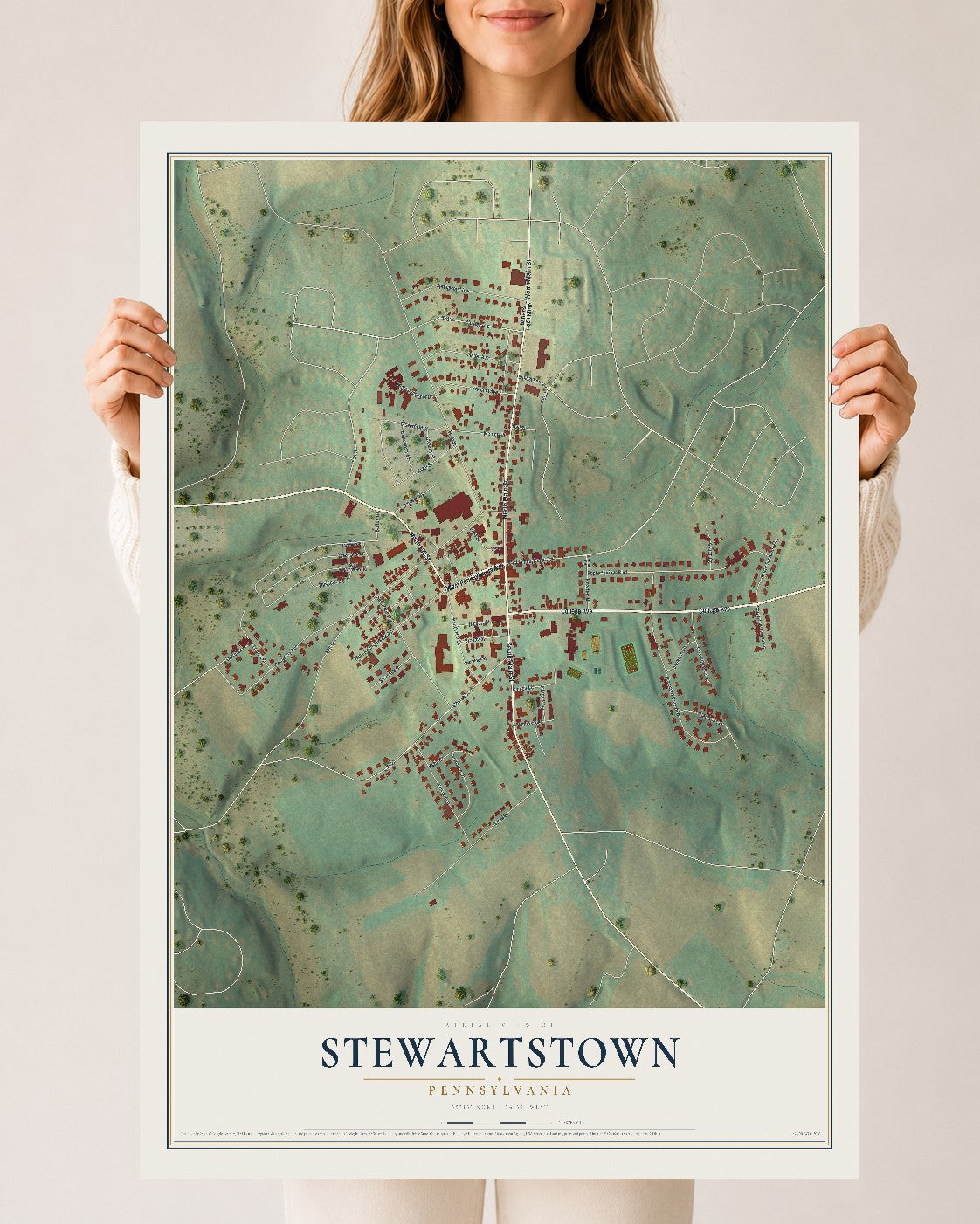 Map of Stewartstown, Pennsylvania, 24 x 36 inch unframed archival matte print