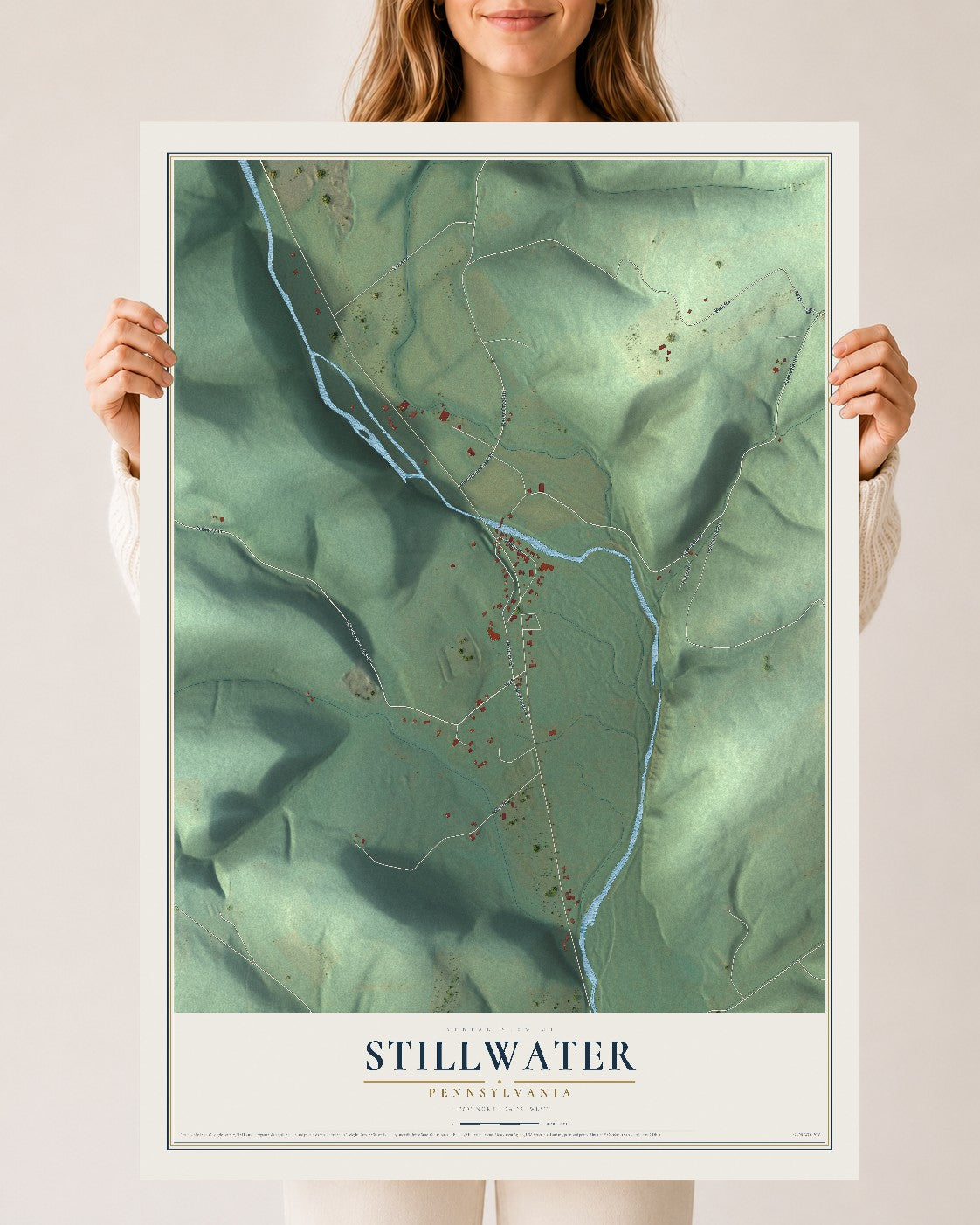 Map of Stillwater, Pennsylvania, 24 x 36 inch unframed archival matte print