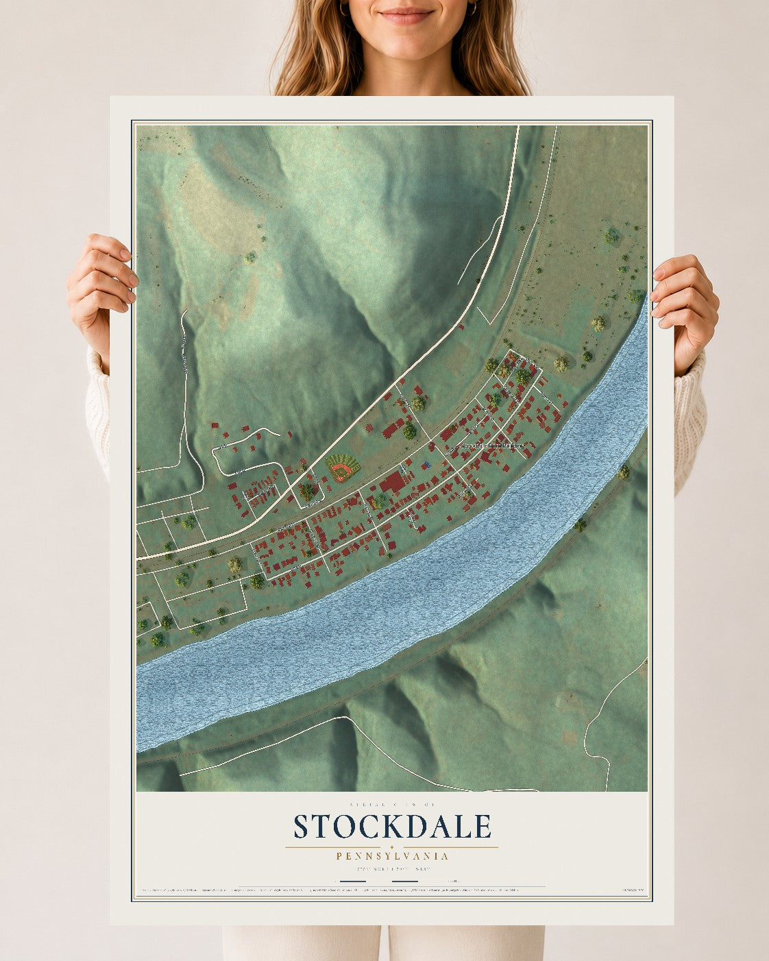 Map of Stockdale, Pennsylvania, 24 x 36 inch unframed archival matte print