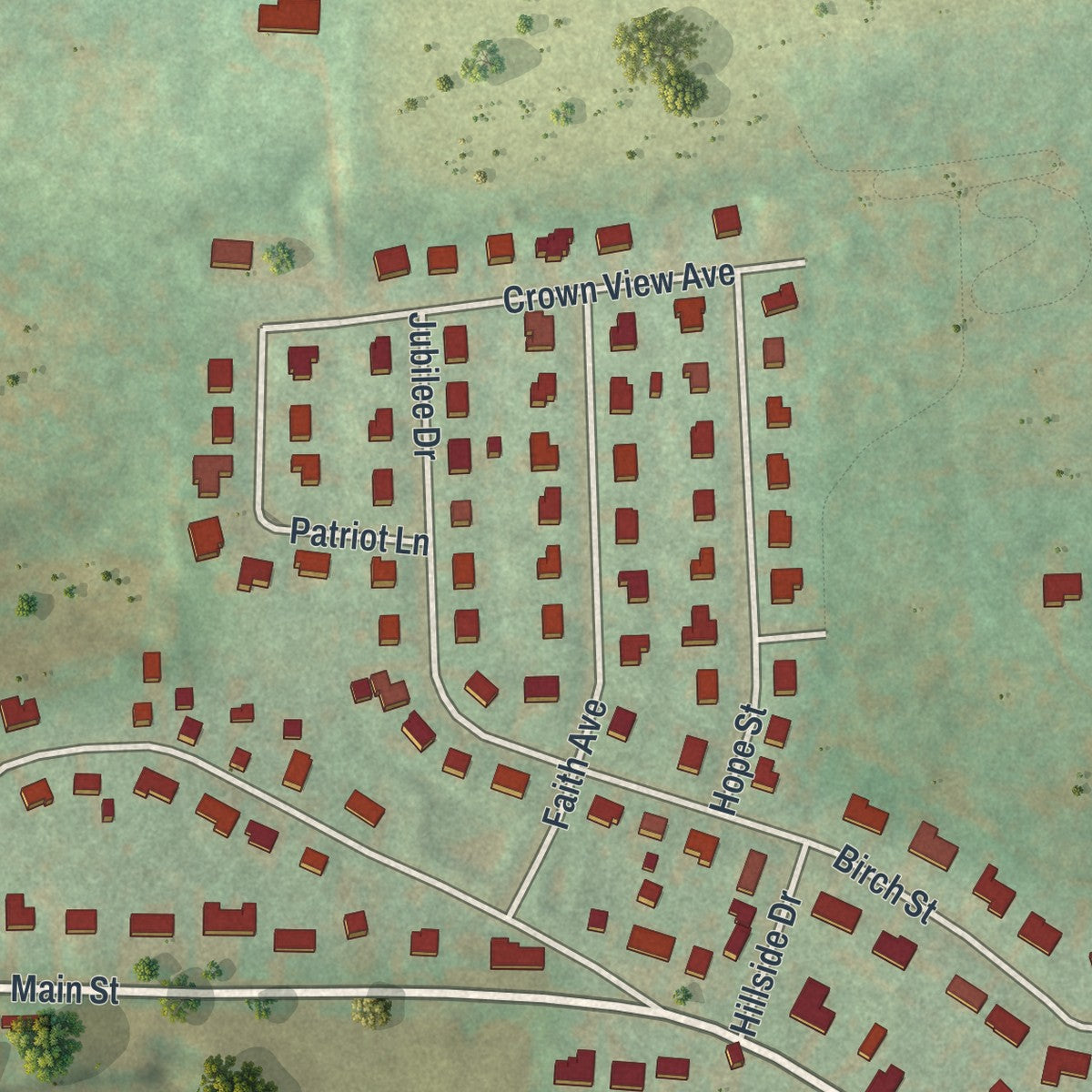 Close-up of the map of Stockertown, Pennsylvania print showing street and building detail